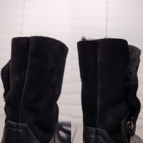 Fabianelli Black Leather Faux Fur Side Zipper Ankle Booties Sz 8 - Picture 13 of 15